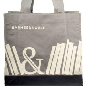 Barnes and Noble Tote Bag Canvas Pocket Organic Cotton Book Gray 13x14